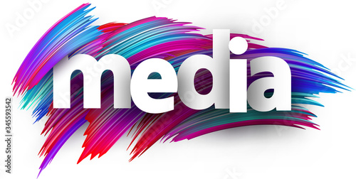 White media sign over brush strokes background.