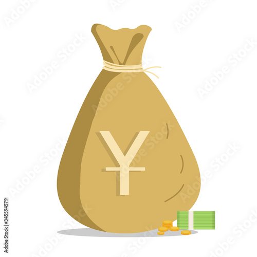 Money Bag, Vector Illustration, With Gold Coins and cash