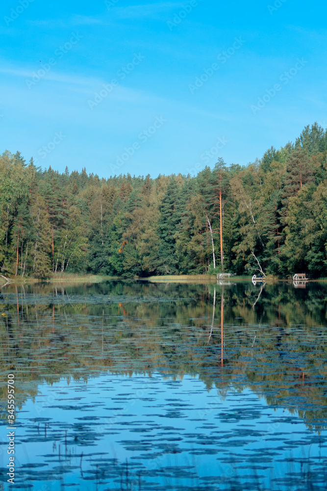 View of the Nuuksio national park lake  , Finland in late summer.
