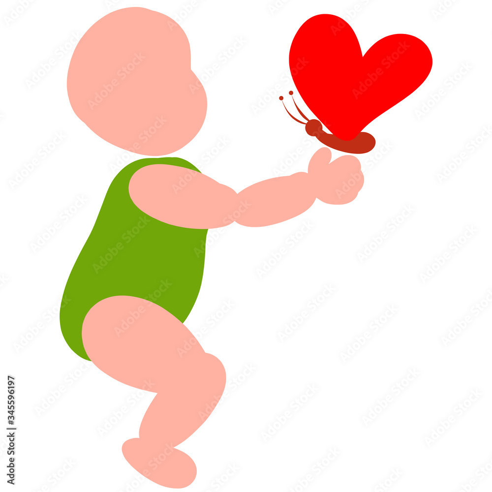heart shaped butterfly sits on the baby’s hand heart shaped butterfly sits on the baby’s hand