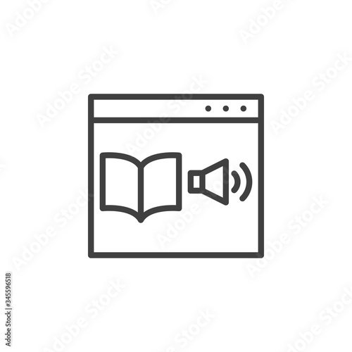 Online bookstore library line icon. Audio book website linear style sign for mobile concept and web design. E-learning distance education outline vector icon. Symbol logo illustration. Vector graphics