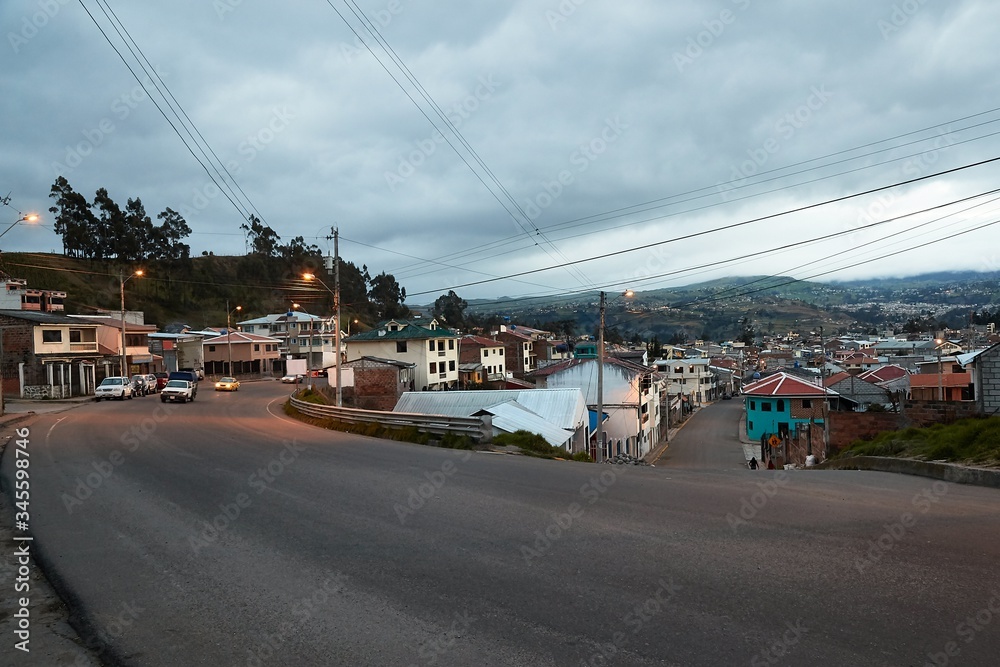 Twilight view of El Tambo, Ecuador, section of the Panamerican Highway