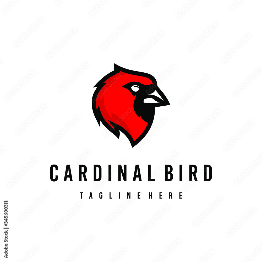 Cardinal head bird logo design. Awesome modern cardinal head bird logo. A cardinal head bird logotype.