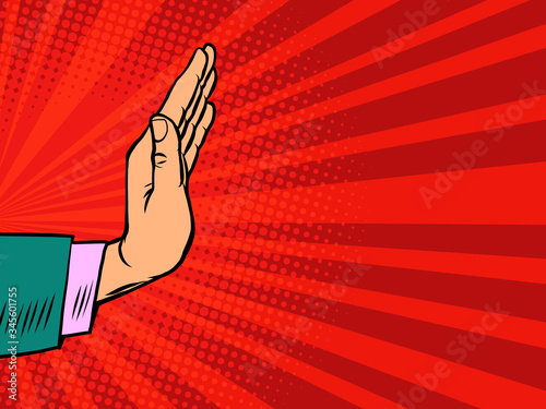 female hand holding a stop gesture