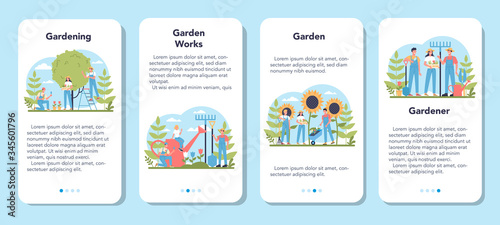 Gardening mobile application banner set. Idea of horticultural