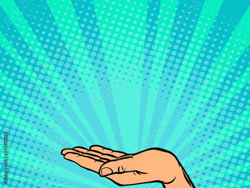 female hand open palm present gesture
