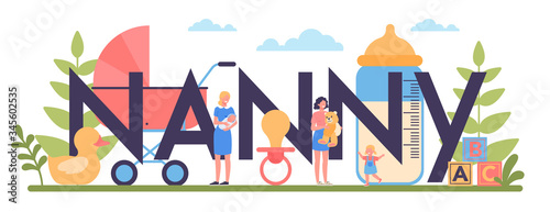 Babysitter service or nanny agency typographic header concept.