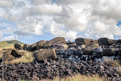 The fallen giants of Akahanga, Easter Island. photo