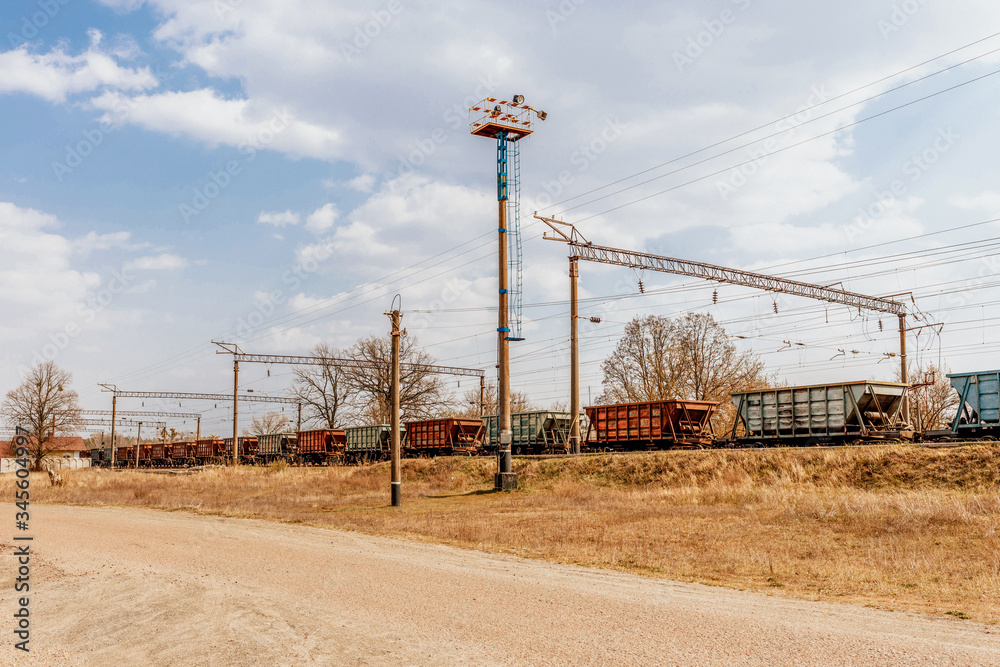 Fototapeta premium freight trains stand at the station
