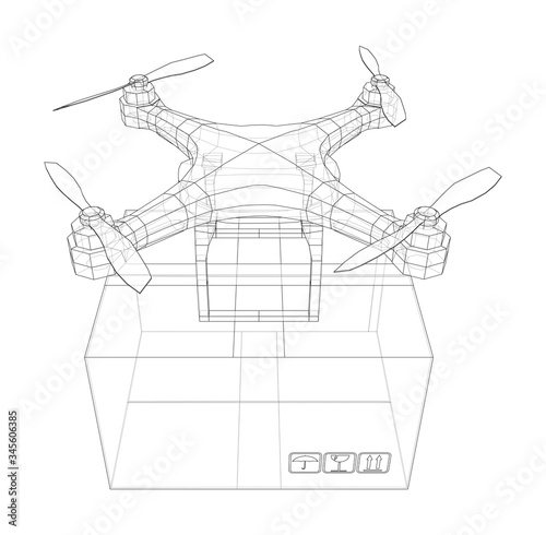 Delivery drone concept outline. Vector