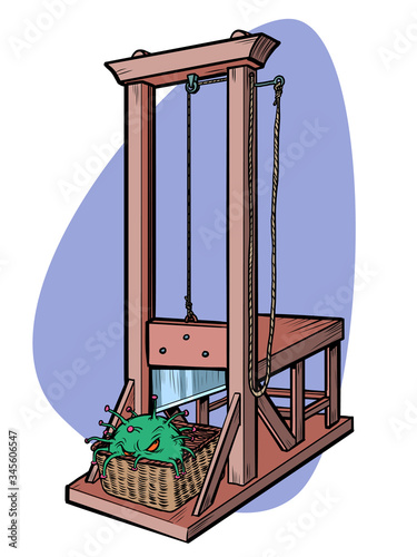 France victory in the epidemic of coronavirus covid 19. Guillotine executed virus