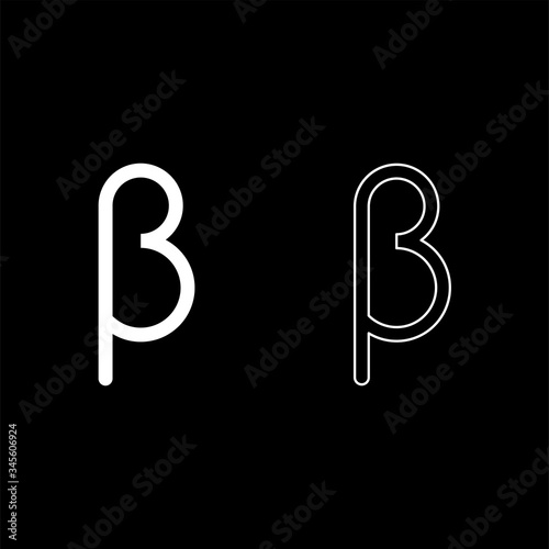 Beta greek symbol small letter lowercase font icon outline set white color vector illustration flat style image