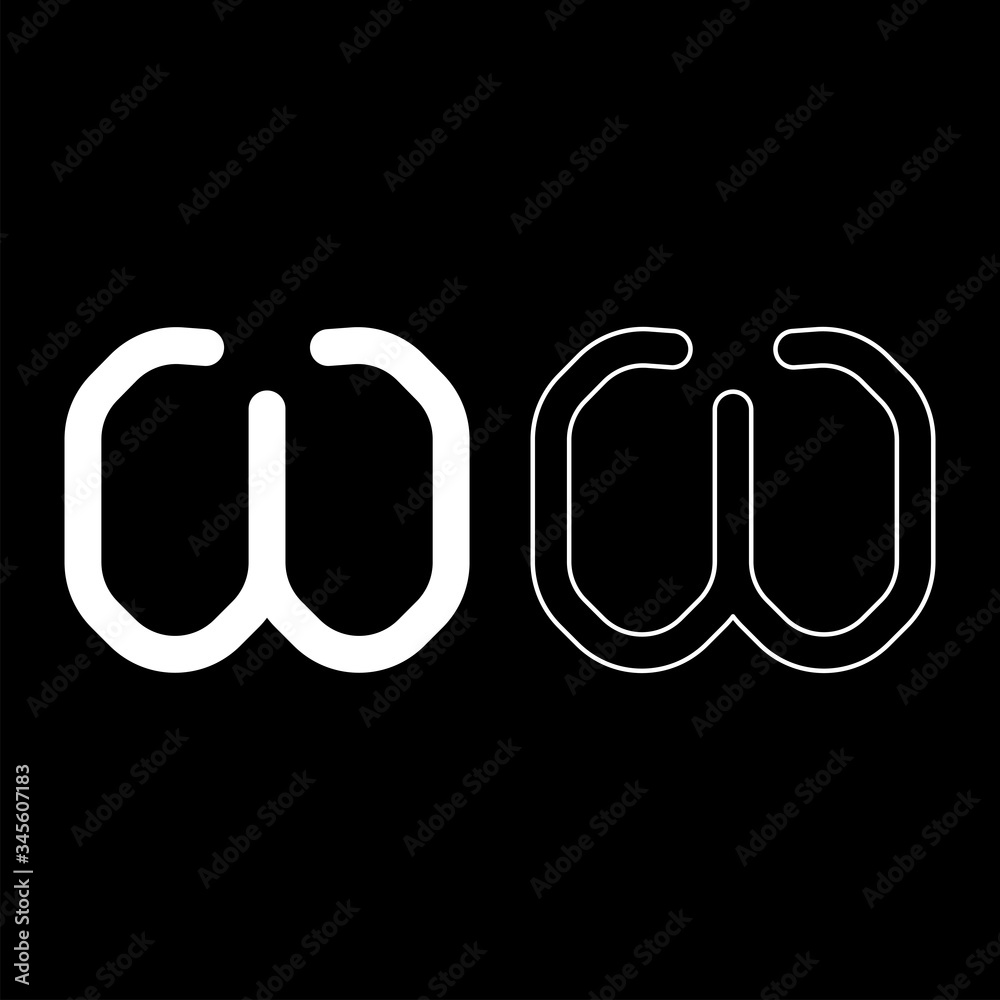 Omega greek symbol small letter lowercase font icon outline set white