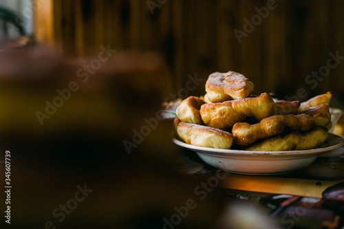 Ukrainian pancakes are cooked in the morning