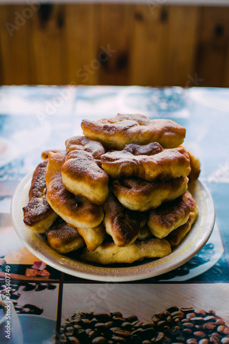 Ukrainian pancakes are cooked in the morning