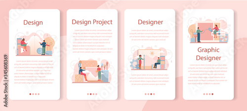 Graphic designer or digital illustrator mobile application banner set.