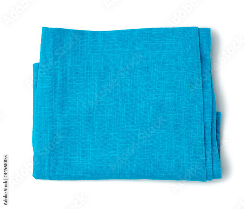 folded blue cotton fabric isolated on white background