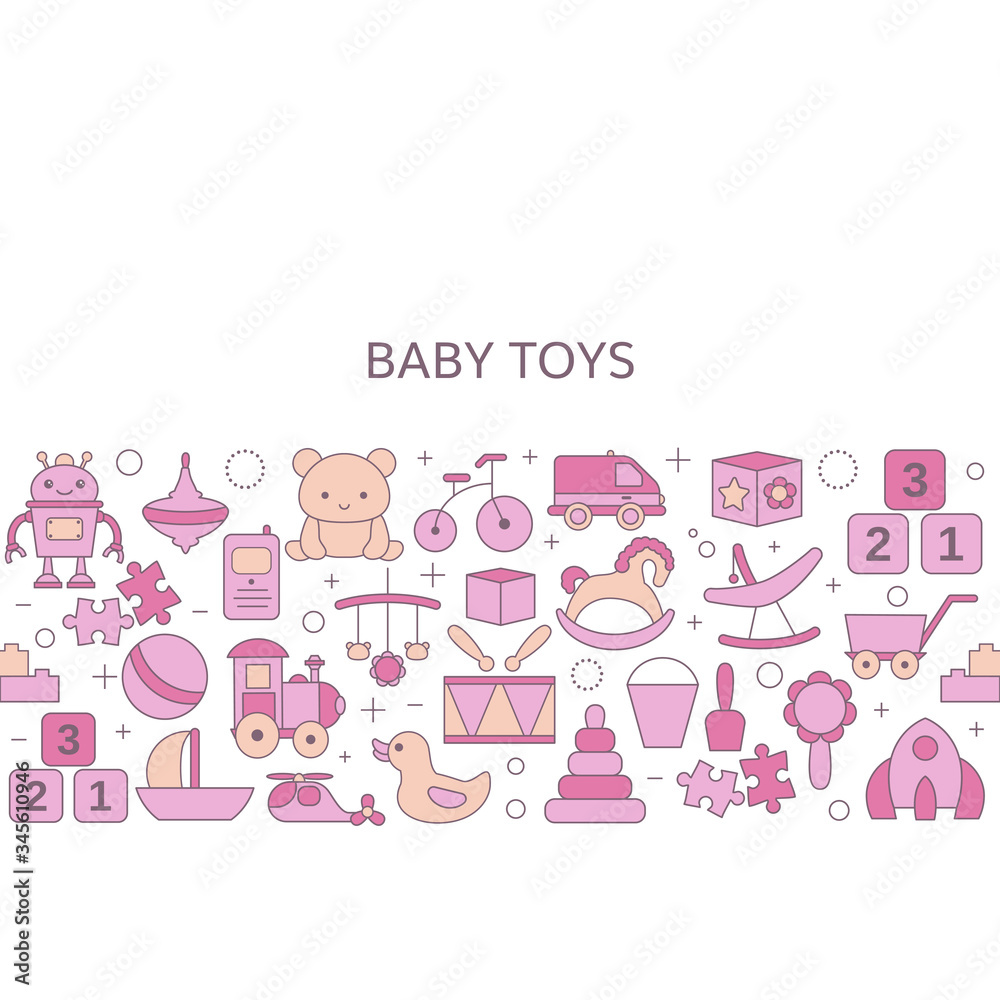Background with baby toy icons Background with baby toy icons