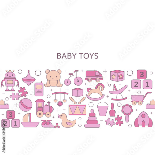 Background with baby toy icons