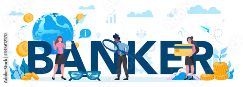 Banker typographic header concept. Idea of finance income, money