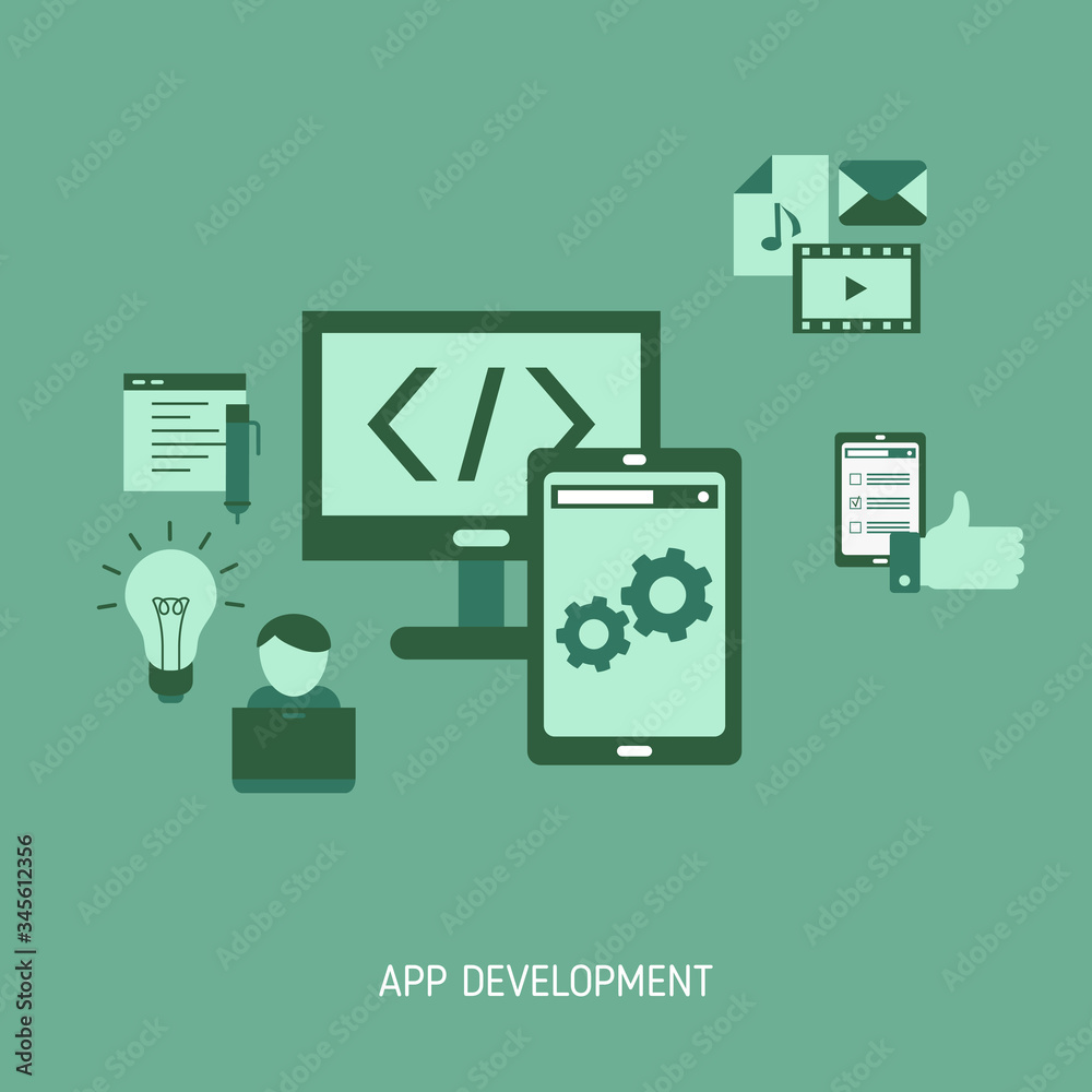 App development and design concept App development and design concept