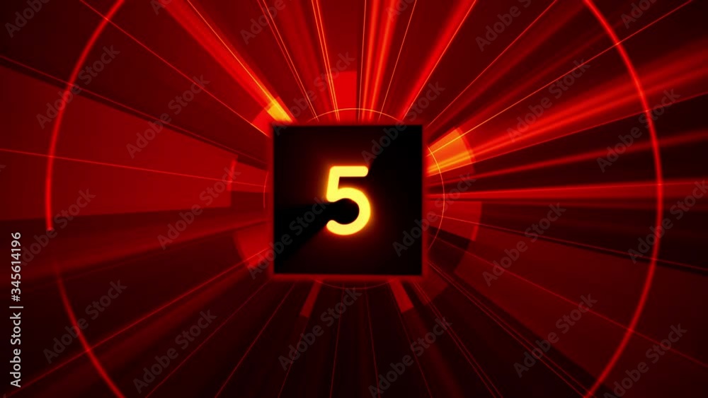 Abstract Ten seconds futuristic technology Countdown. 3D Light cube box ten to zero number count down with red futuristic HUD background. 10 to 0 Numeric 3D animation rendering. 