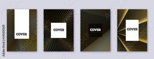 Hipster brochure design template set. Gold abstrac