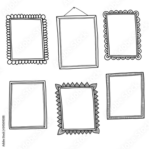 set of hand-drawn doodle frames