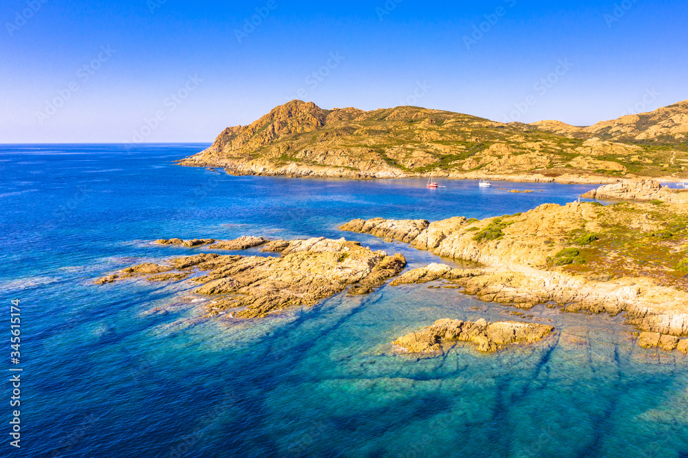 Aerial view of Corsican rocky coast