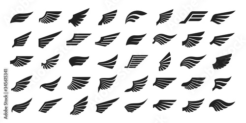 Fototapeta Set of black wings icons