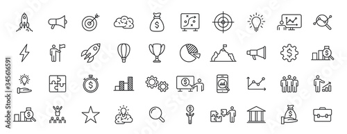 Set of 40 Start up web icons in line style. Creative, idea, target, innovation, business, marketing. Vector illustration. © iiierlok_xolms