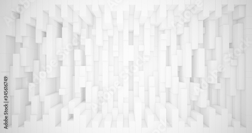 Abstract pattern of rectangles with the effect of displacement. White clear boxes. Background for business presentation.3D illustration and rendering.