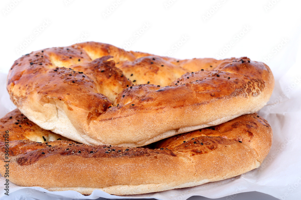 Ramadan Pita (Ramazan Pidesi) Traditional Turkish bread for holy month Ramadan.