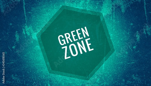 Green zone sign and symbol banner on grunge background 