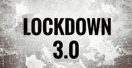 Lockdown world, lockdown 3.0 text word written in black and white grunge background, home isolation for pandemic situation of corona virus infection of covid19