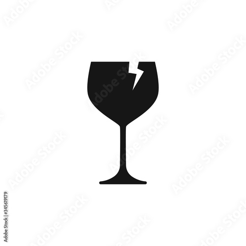 Brokenglass of wine isolated black icon. Vector for wab