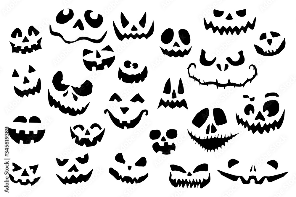 Jack- pumpkins faces. Halloween basis graphics on white background Jack- pumpkins faces. Halloween basis graphics on white background
