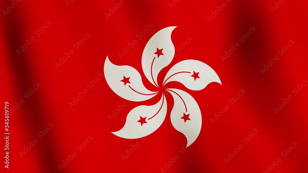 Hong Kong background flag waving fabric ensign - seamless loop animation video