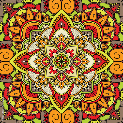 Beautiful print for a scarf, hand-drawn mandala
