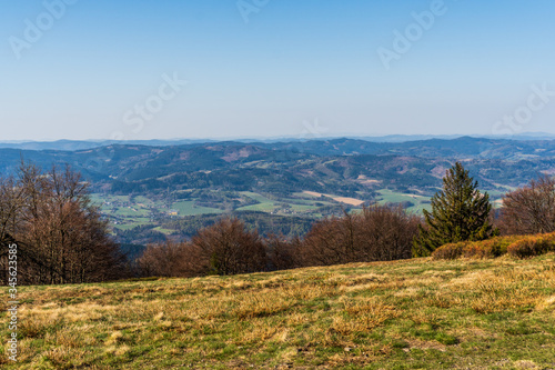 view of Dolni Becva valley and whole Beskydy mountains  czech Beskydy mountains