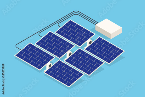 Isometric Solar Panels. The new solar battery generates a pure electricity
