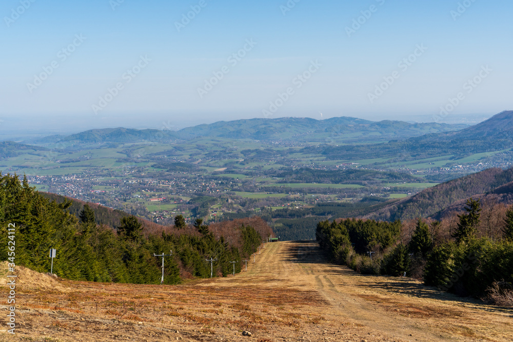 view of Dolni Becva valley and whole Beskydy mountains, czech Beskydy mountains