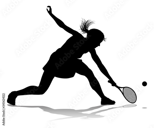 A tennis player woman female sports person in silhouette