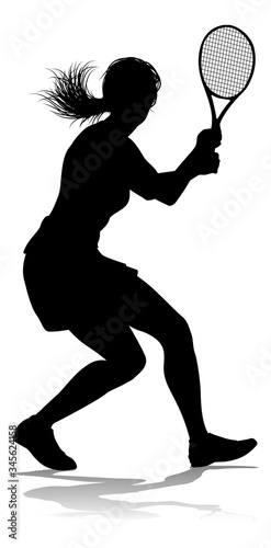 A tennis player woman female sports person in silhouette