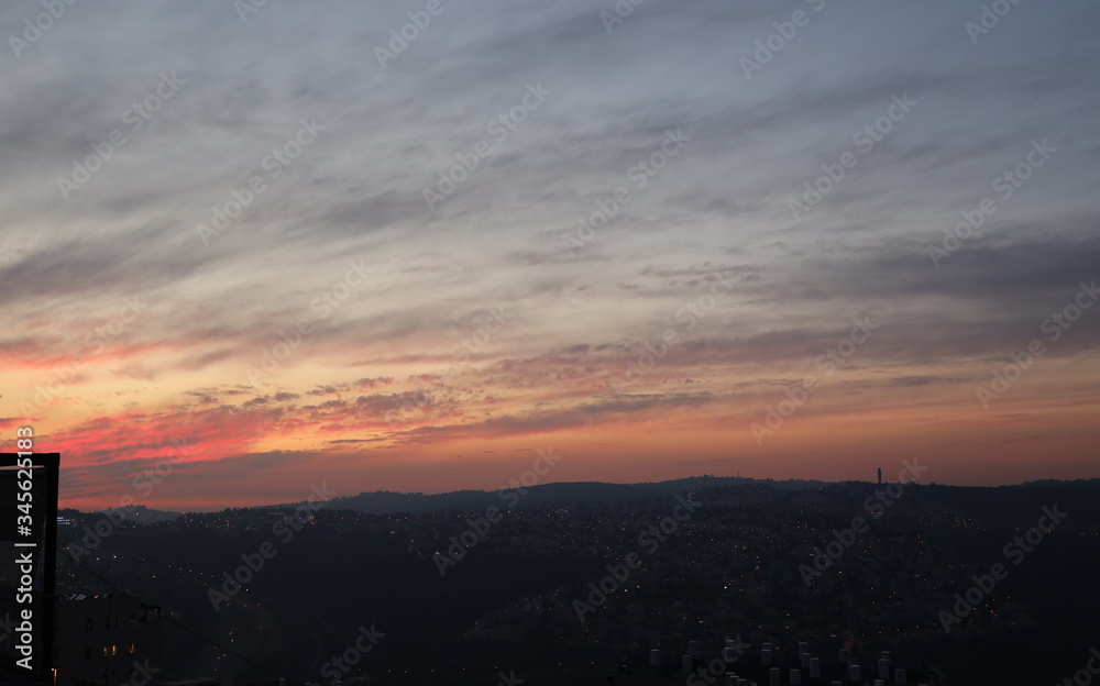 Sunrise over the city of Jerusalem