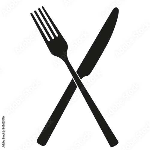 crossed fork and knife isolated on white background vector illustration photo