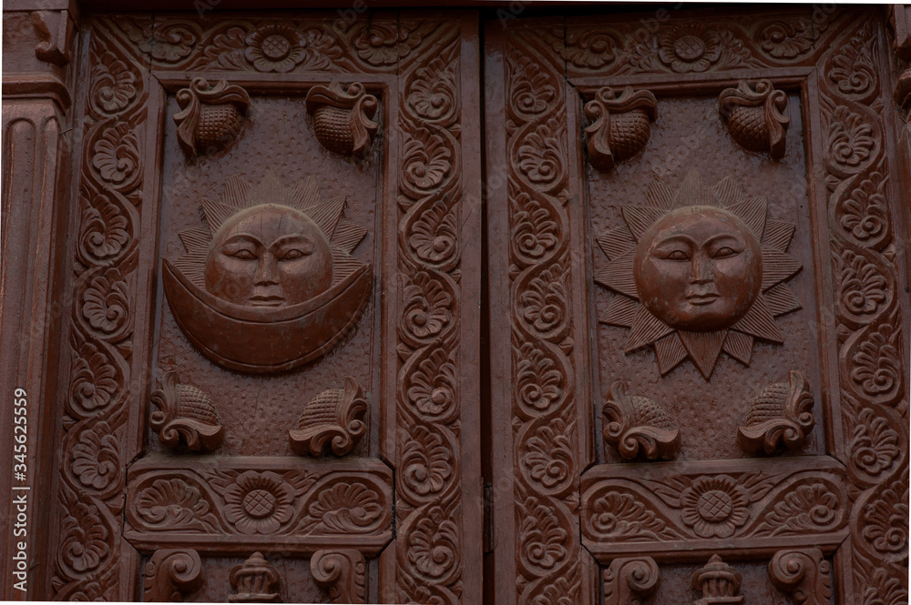 Details at Swayambhunath Temple Complex - Buddhist Center and Village on the Outskirts of Kathmandu in Nepal