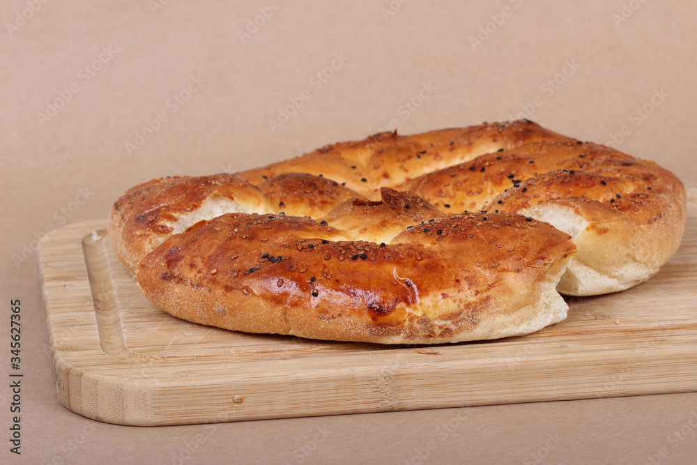 Ramadan Pita (Ramazan Pidesi) Traditional Turkish bread for holy month Ramadan.