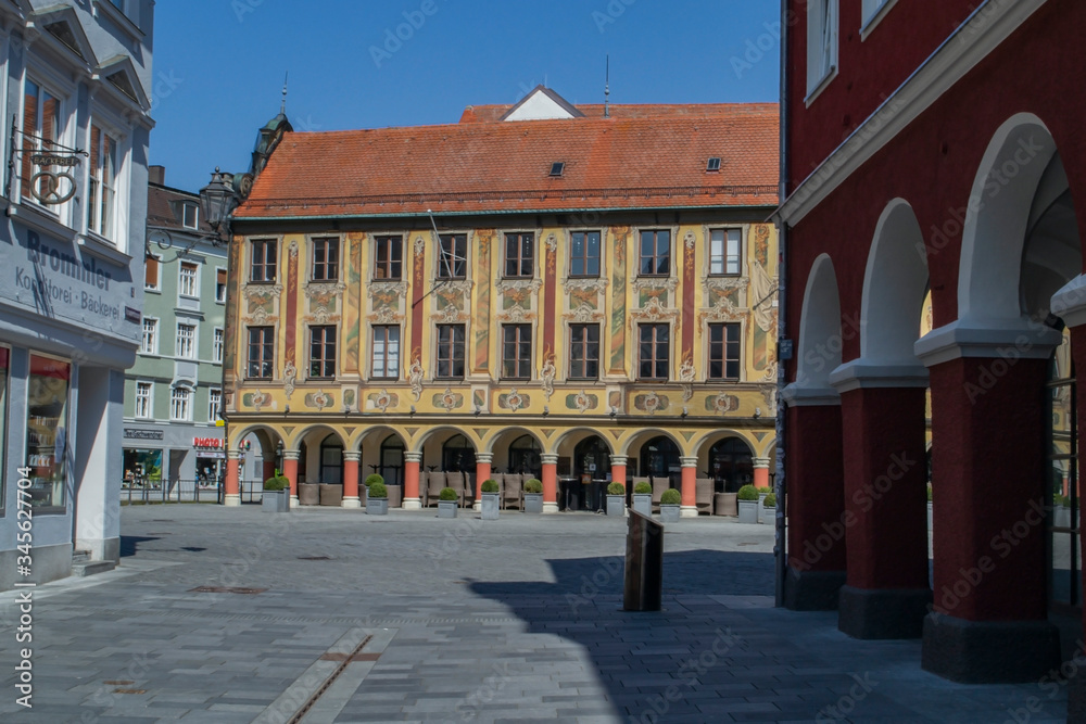 Market Square and St. Martin's Church in Memmingen in Germany