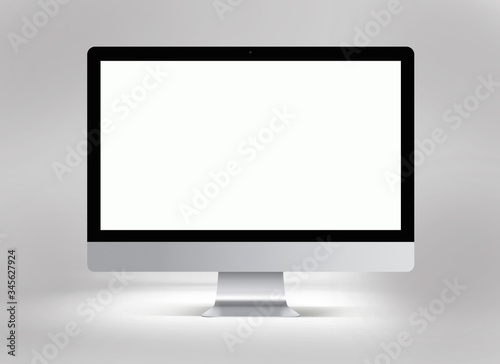 3D illustration of black monitor with white screen on a light gray background